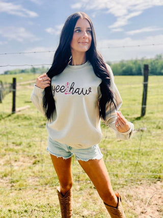 Yee Haw Boot Rope Embroidered Sweatshirt