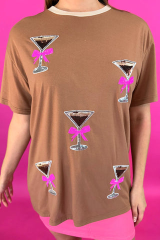 Close-up of lightweight sequin patch sewn onto the tee, highlighting sparkle and texture.