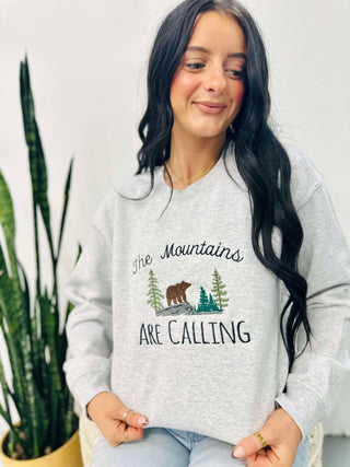 The Mountains Are Calling Embroidered Sweatshirt