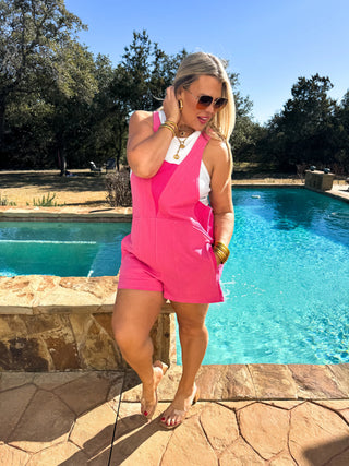 Beach Please Romper displayed flat with soft, lightweight fabric perfect for sunny days.