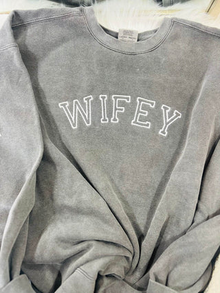 Wifey Embroidered Comfort Color Sweatshirt