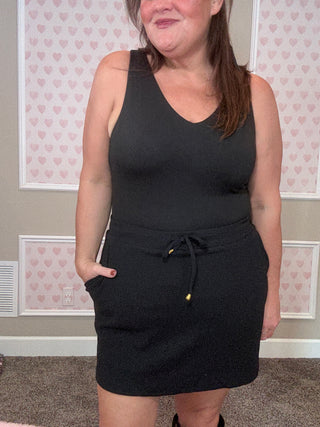 Well Loved Ribbed Skort – Black