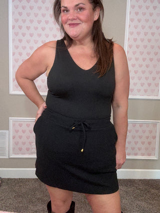 Well Loved Ribbed Skort – Black