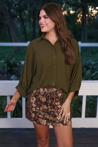 Autumn Bloom Skort - Chocolate