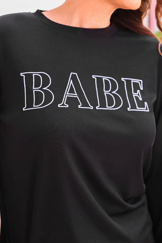 Close-up of the soft ribbed texture of the Babe Ribbed Set, showcasing the comfy fabric.