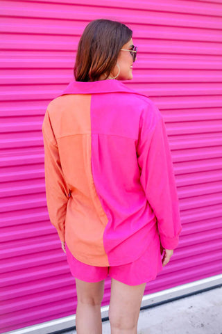 Woman wearing the Livy Corduroy Set, styled casually for a chic, comfortable look.