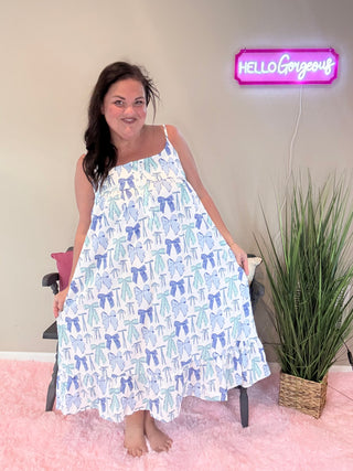 Caroline Night Dress displayed flat with soft, breathable fabric and a feminine, flattering cut.