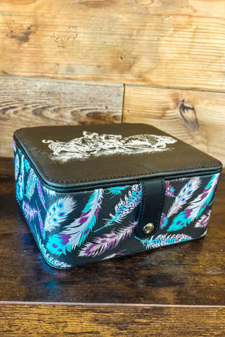 Closed view of the Feather Rain Jewelry Box featuring a dreamy feather rain and buffalo creek pattern.