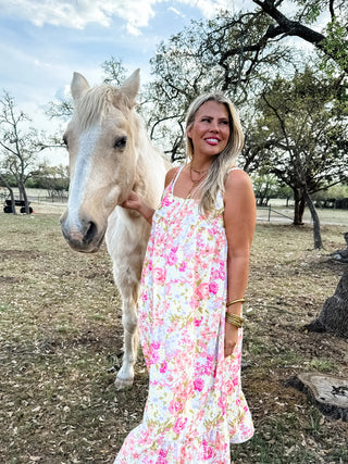 Close-up of front button detail and soft fabric texture on the Back Home Sleep Dress.