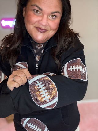 Close-up view of the quarter zip detail and soft fabric of the Kick Offer Quarter Zip Pullover.