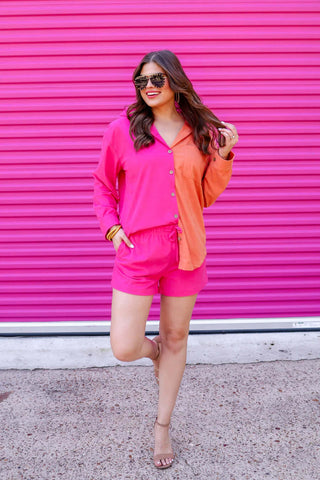 Woman wearing the Livy Corduroy Set, styled casually for a chic, comfortable look.