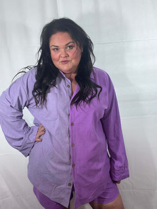 Woman wearing the Livy Corduroy Set, styled casually for a chic, comfortable look.