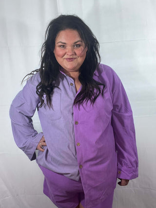 Woman wearing the Livy Corduroy Set, styled casually for a chic, comfortable look.