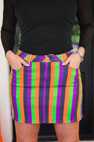 Spooky Nova Striped Denim Skirt