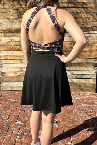 Back view of lightweight fabric and flattering cut of the Small Town Girl Tennis Dress.