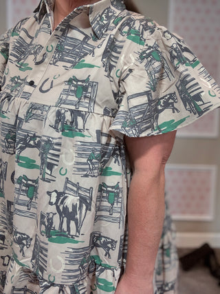 Close up of the Western Dress print.