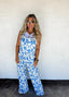 White and Blue Floral