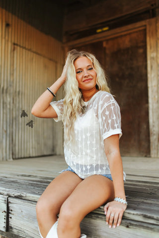 Western Lace Top - Cowtown Cutesy Midnight – Delicate floral lace top with a thin tank liner, perfect for stylish western-inspired looks.