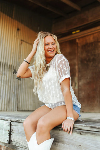 Floral Lace Cowboy Top - Midnight Style – Cowtown Cutesy Lace Top with a floral lace pattern, soft stretch fabric, and a lightweight tank liner.