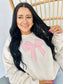 Bow Applique Embroidered Sweatshirt