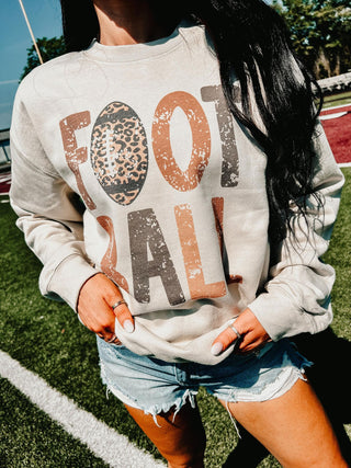 Distressed Leopard Football Sweatshirt