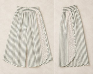 Eucalyptus Eyelet Striped Wide Leg Pants