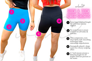 Woman wearing the Sasha Suck & Tuck Biker Short, styled for a chic, comfortable look.