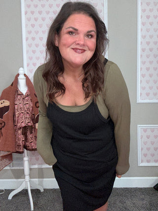 Wave Ribbed Tank Dress – stretchy casual women’s dress, perfect for errands or brunch.