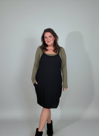 Wave Ribbed Tank Dress – casual women’s mini dress with soft ribbed texture and stretch fabric.