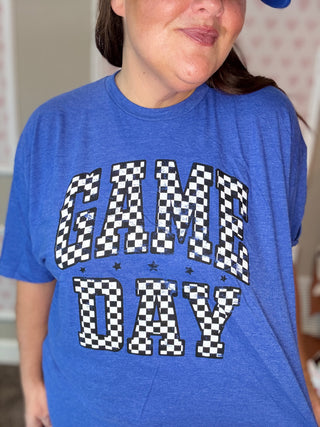 Blue Checkered Game Day Tee