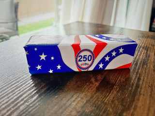 American flag butter squish 4oz on a wooden surface