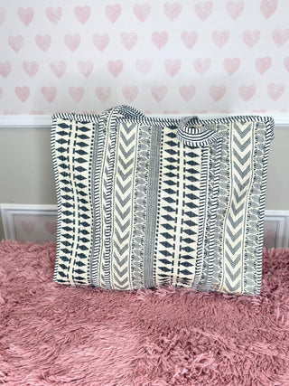 Cream & Black Boho quilted tote bag women’s boutique cotton market tote oversized neutral everyday shoulder bag