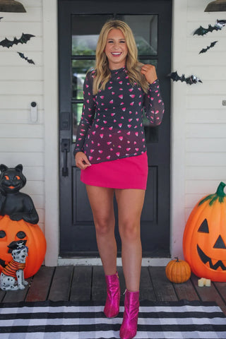 Candy Corn Mesh Top