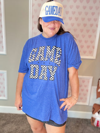 Blue Checkered Game Day Tee