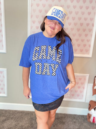 Blue Checkered Game Day Tee
