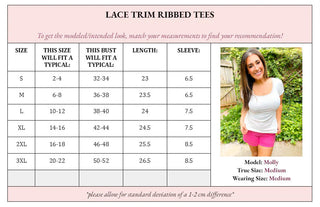 Lace Trim Ribbed Tees