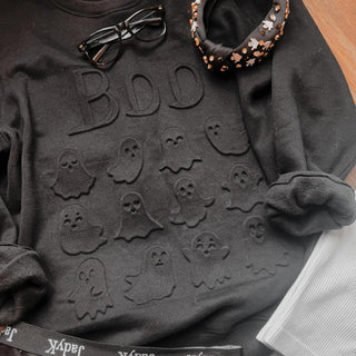 Evelyn Embossed Sweatershirt- Ghostly Boo
