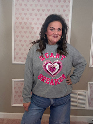 Heartbreaker luxe pullover sweatshirt for women featuring a soft premium feel and relaxed fit, perfect for cozy days, women’s clothing, and comfy mom style.
