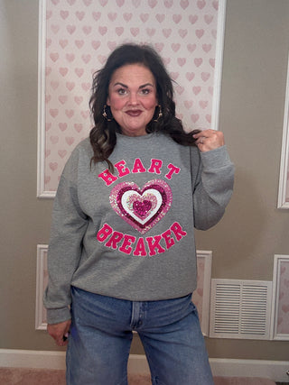 Heartbreaker luxe pullover sweatshirt for women featuring a soft premium feel and relaxed fit, perfect for cozy days, women’s clothing, and comfy mom style.
