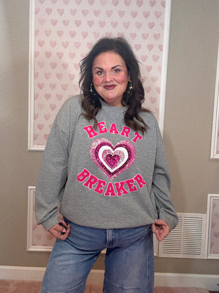 Heartbreaker luxe pullover sweatshirt for women featuring a soft premium feel and relaxed fit, perfect for cozy days, women’s clothing, and comfy mom style.