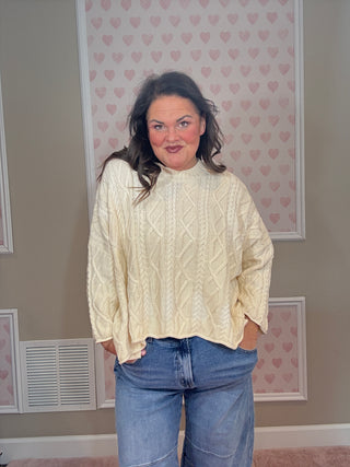 Slouchy ombre cable knit sweater designed for cozy days and effortless layering, ideal for mom outfit inspo and moms style finds.