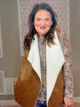 Camo woods mesh top for women with sheer mesh fabric and woodland camouflage print, a versatile layering piece for fashion trends, moms style finds, and plus size trends.