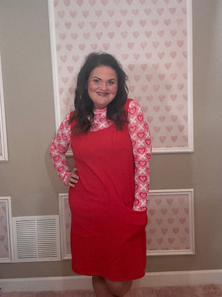 Rory ribbed jumper dress for women in red with cozy ribbed texture and flattering silhouette, a versatile piece for fashion trends, women’s clothing, and plus size trends.