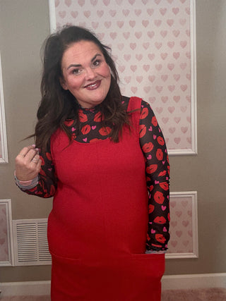 Rory ribbed jumper dress for women in red with cozy ribbed texture and flattering silhouette, a versatile piece for fashion trends, women’s clothing, and plus size trends.