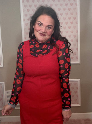 Rory ribbed jumper dress for women in red with cozy ribbed texture and flattering silhouette, a versatile piece for fashion trends, women’s clothing, and plus size trends.