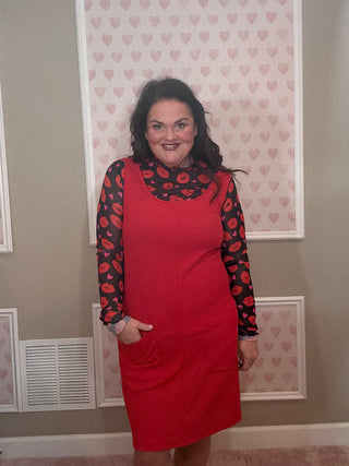 Rory ribbed jumper dress for women in red with cozy ribbed texture and flattering silhouette, a versatile piece for fashion trends, women’s clothing, and plus size trends.