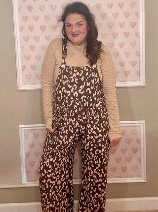 Cheetah print Karli overalls designed for everyday wear, ideal for mom outfit inspo, moms style finds, and on-the-go comfort.