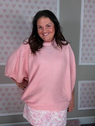 Peach Spring Meg pullover poncho sweater for women with relaxed flowy knit fit and long arm openings