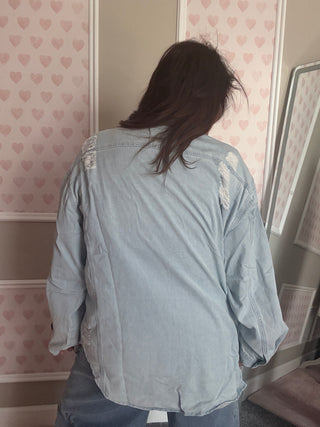Distressed Denim Shacket