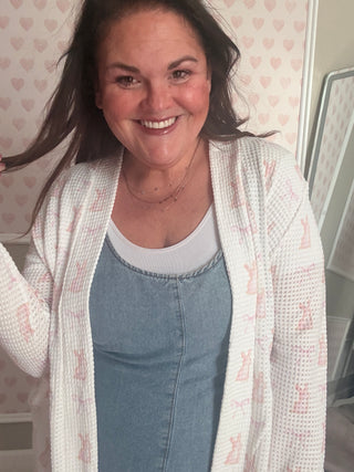 Spring print Lola cardigan for women, lightweight Easter cardigan, relaxed fit pastel layer, comfy mom style spring outfit
